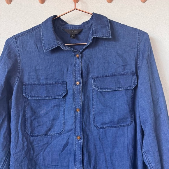 J Crew Gauze Popover Indigo Cotton Lightweight Top - Picture 8 of 9